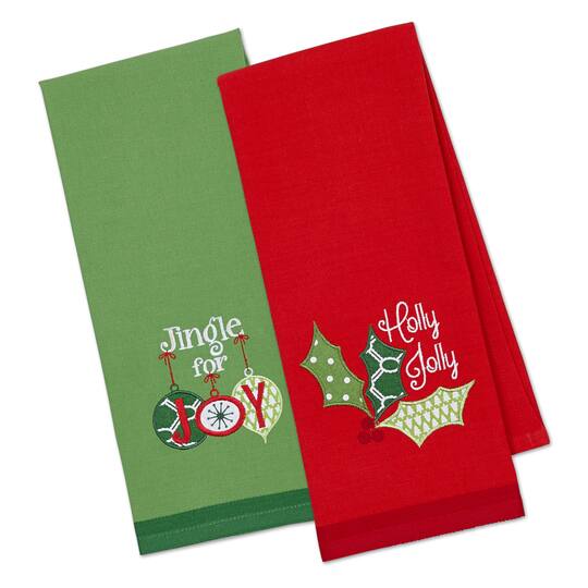 DII® Jingle For Joy Embroidered Dishtowel Set